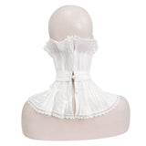As07602 Unisex Gothic White Pleated High Neck Collar