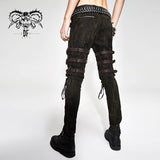 Steampunk Multi Loops Embroider Lace Up Legs Men Trousers