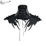 Gothic Accessory Feather Adjustable Ribbons Lace Sexy Women Collar With Rose Flower