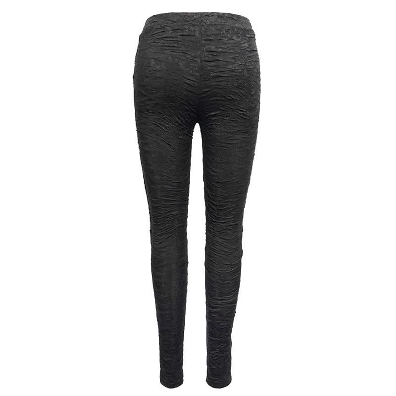 Gothic Laced Up Sexy Women Knit Black Leggings