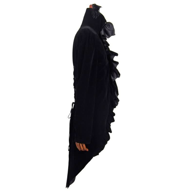 'Masque Of Red Death' Gothic Coat With Ruffles And Swallowtail (Obsidi ...