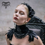 Gothic Party Accessory Sexy Women Feather Velveteen Black High Collar