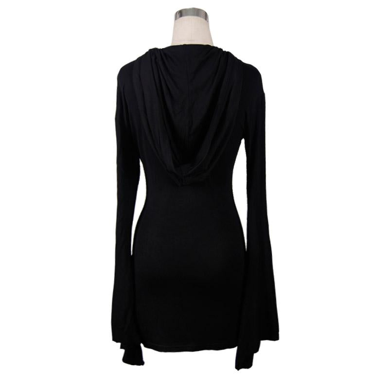 Daily Life Classic Style Flared Sleeve Women Hooded Knit Dress