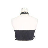 Daily Life Summer Strapless Sexy Girls Punk Cotton Mini Vest With Chocker