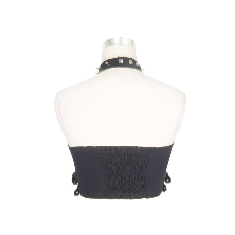 Daily Life Summer Strapless Sexy Girls Punk Cotton Mini Vest With Chocker