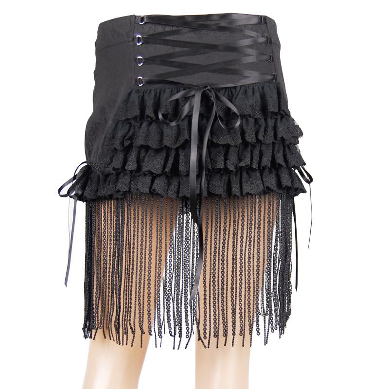 Fringed Lace Jacquard Sexy Ladies Summer Pleated Short Skirts