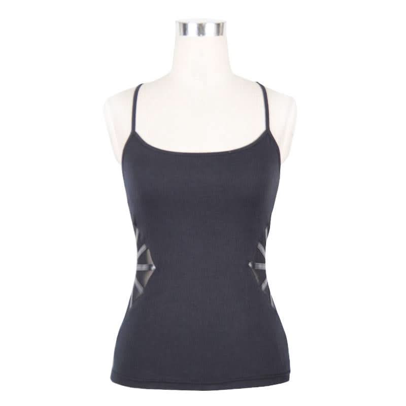Everyday Wearing Summer Spider Web Bat Wings Stretchy Cotton Punk Women Vest