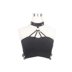 Daily Life Summer Strapless Sexy Girls Punk Cotton Mini Vest With Chocker