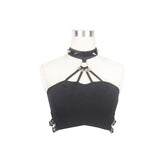 Daily Life Summer Strapless Sexy Girls Punk Cotton Mini Vest With Chocker