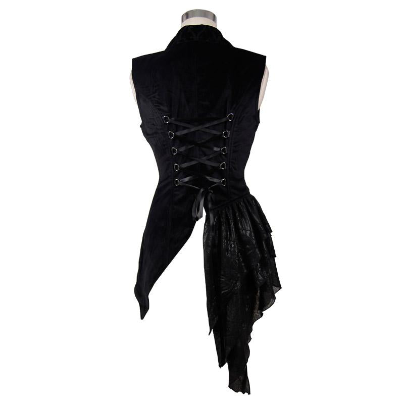 Gothic Festival Asymmetrical Floral Spiral Lace Up Women Waistcoat