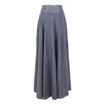 Torn Multiple Wearing Leather Waistband Women Punk Rock Black Flowing Long Half Skirt