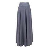 Torn Multiple Wearing Leather Waistband Women Punk Rock Black Flowing Long Half Skirt