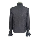 Paisley Jacquard Shining Black Rose Lace Cuff Gothic Men Shirts With Bow Tie