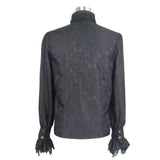 Paisley Jacquard Shining Black Rose Lace Cuff Gothic Men Shirts With Bow Tie