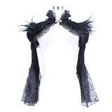 Lace Horn Sleeve Velveteen Feather Gothic Sexy Women Shawl