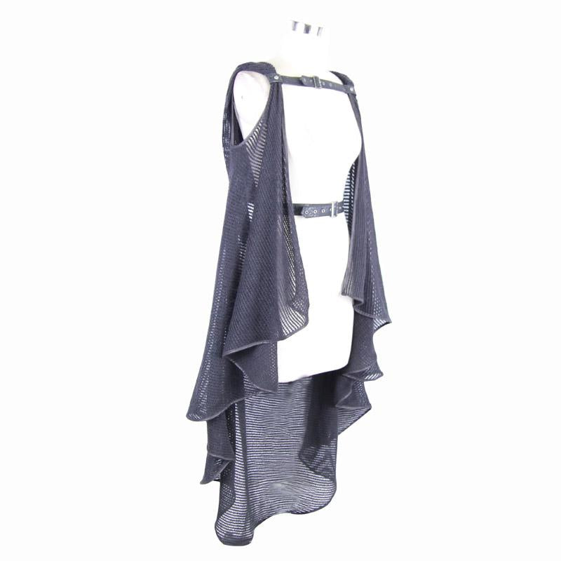 Spring And Autumn Daily Life Woolen Hooded Punk Women Black Cape