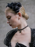 Devil Fashion Headwear Sexy Women Gothic Black Roses Feather Hair Plug