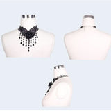 Devil Fashion Accessory Sexy Ladies Gothic Rose Beads Pendant Lace Necklace