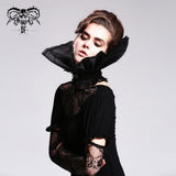 Gothic Party Accessory Women Organza Stand Up Black Collar