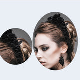 Sexy Women Headwear Gothic Black Roses Velvet Headband