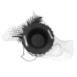 Gothic Feather Sexy Women Mesh Headwear Small Hats With Hairclip
