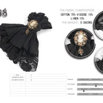 Unisex Style Cameo Dark Fringe Jacquard Cotton And Linen Black Men Lace Bow Tie