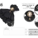 Unisex Style Cameo Dark Fringe Jacquard Cotton And Linen Black Men Lace Bow Tie