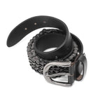 Heavy Metal Bicycle Chain Motorcycle Punk Men Black Leather Belt
