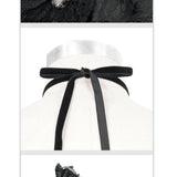 'Wednesday' Gothic Lace Bow Tie (Coal)