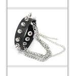 Punk Women Adjusted Size Spiked Leather Bracelet With Chains