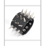Punk Unisex Heavy Metal Wide Multi Row Spiked Leather Bracelet