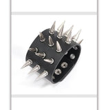 Punk Unisex Heavy Metal Wide Multi Row Spiked Leather Bracelet
