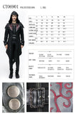 'Vlad' Hooded Punk Synthetic Leather Long Coat (Onyx Curse)