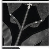 Bird Shaped Patchwork Black Zipper Up Gothic Men Jacket