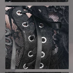 Gothic Adjustable Steel Buckles Fishbone Transparent Lace Corset With Feather Flowers