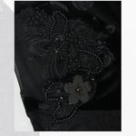 Transparent Rose Patterned Lace Velvet Stretchy Bell Bottom Pants With Flowers