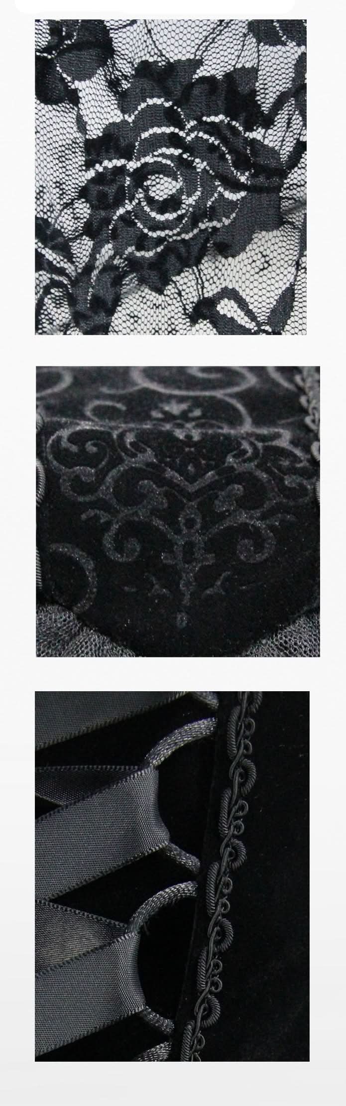 Gothic Wedding Strapless Feathered Sexy Short Velveteen Dress With Rose Lace Tail