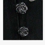 Rose Embossed Small Stand Collar Lace Sleeves Velvet Sexy Women T Shirt