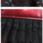 Ladies Red Sleeveless Lolita Rose See Through Lace Belted Sexy Lingerie