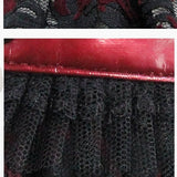 Ladies Red Sleeveless Lolita Rose See Through Lace Belted Sexy Lingerie