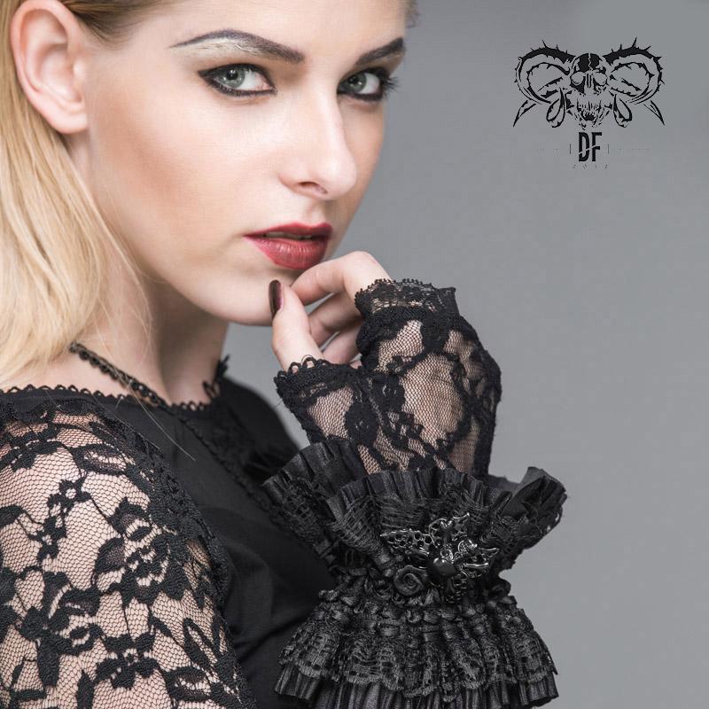 Gothic Sexy Women Rose Lace Short Gloves