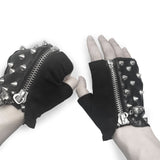 Spiked Men Punk Rock Zipper Up Half Finger Leather Gloves