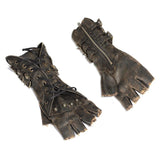 Unisex Style Brown Steampunk Medium Length Fitted Gloves With Loops
