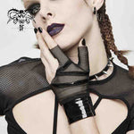 Stage Sexy Punk Fetish Pvc Leather Mesh Women Black Gloves