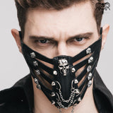 Black Metallic Skull Hollow Out Punk Mask For Women And Men