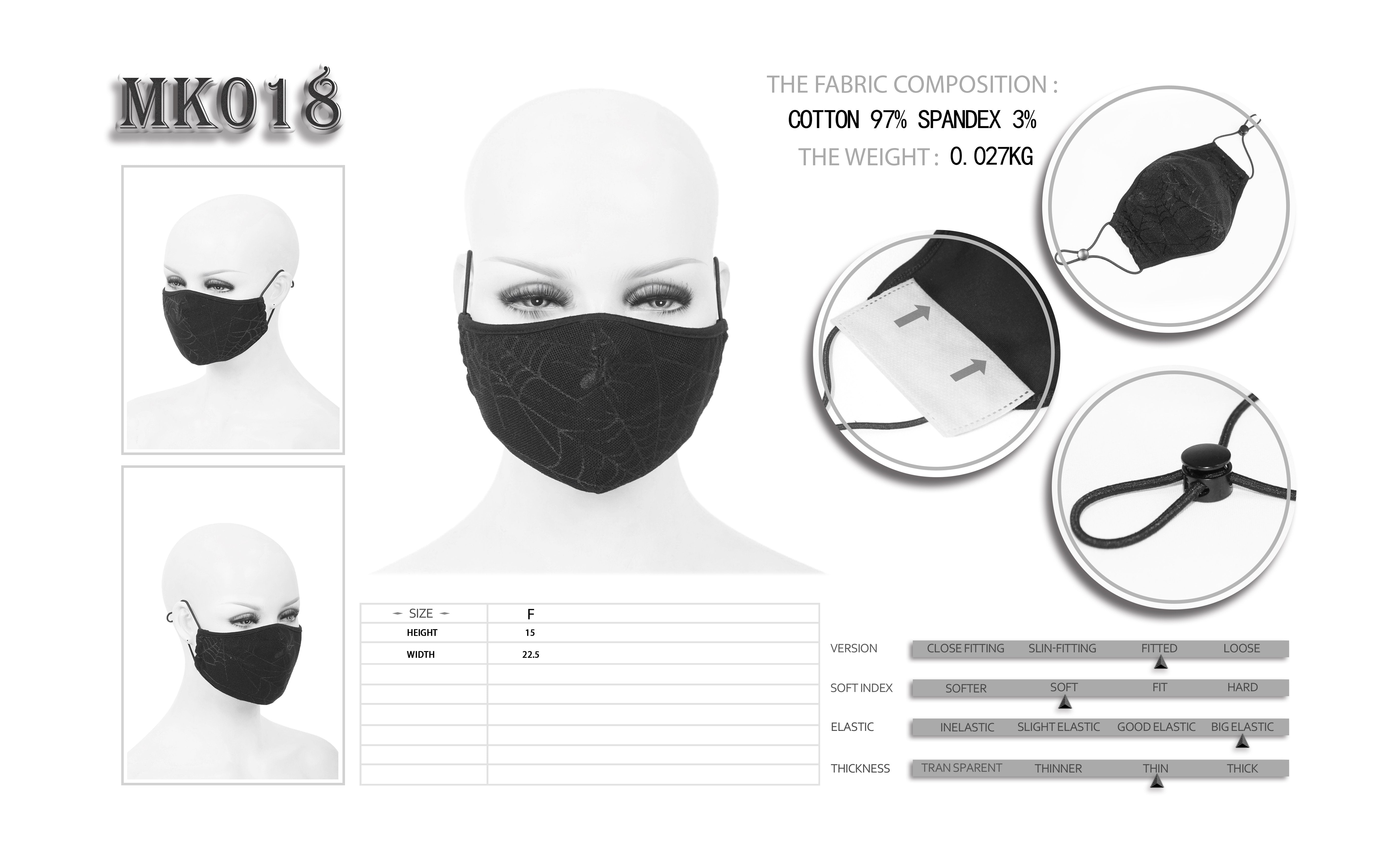 Devil Fashion Spider Web Pattern Punk Black Cotton Cloth Masks