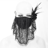 Mysterious Sexy Ladies Floral Gothic Cotton Mask With Eyelash Lace Veil