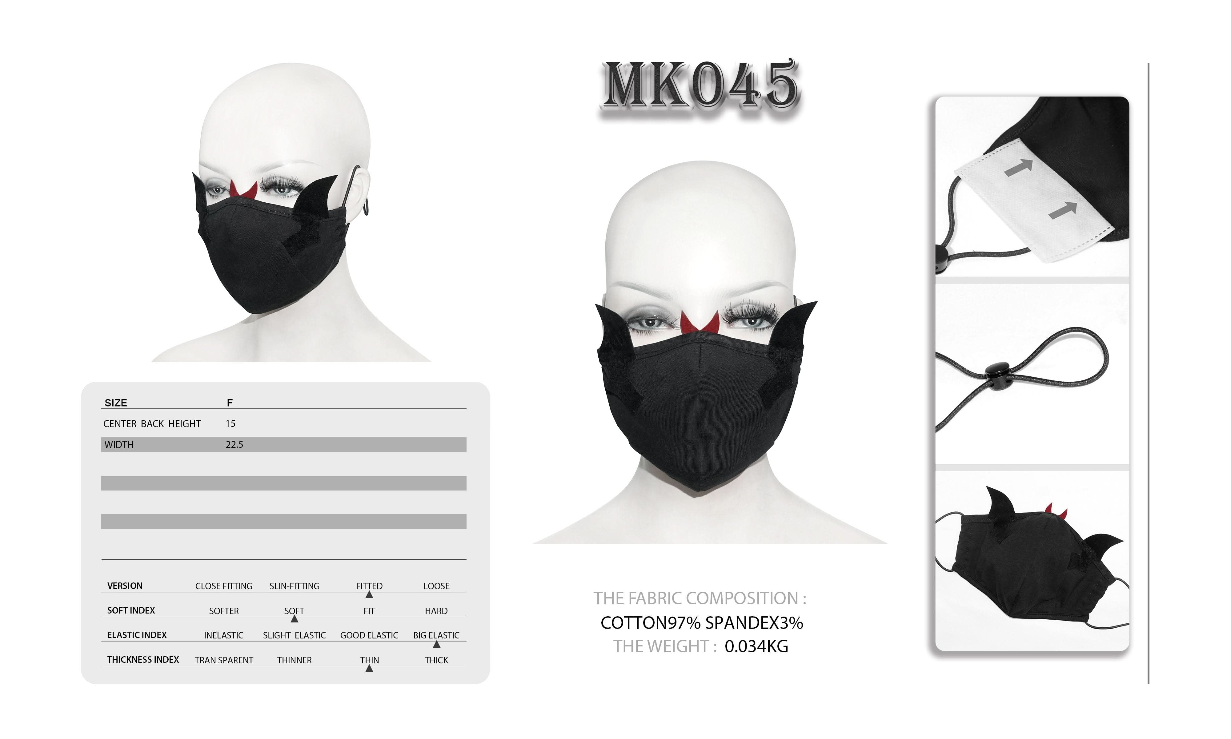 Punk Little Devil Women Cotton Masks With Wings