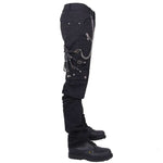 Devil Fashion Punk Rock Zipper Black Men Trousers With Chains