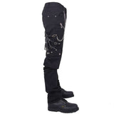 Devil Fashion Punk Rock Zipper Black Men Trousers With Chains